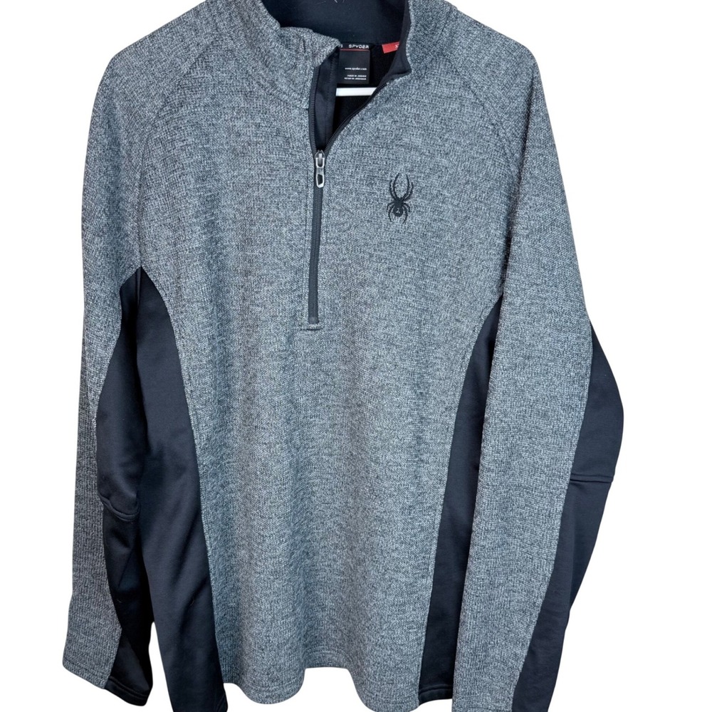 Spyder Mens XXL Heather Gray Black Quarter Zip Fleece Pullover‎ Jacket 186400